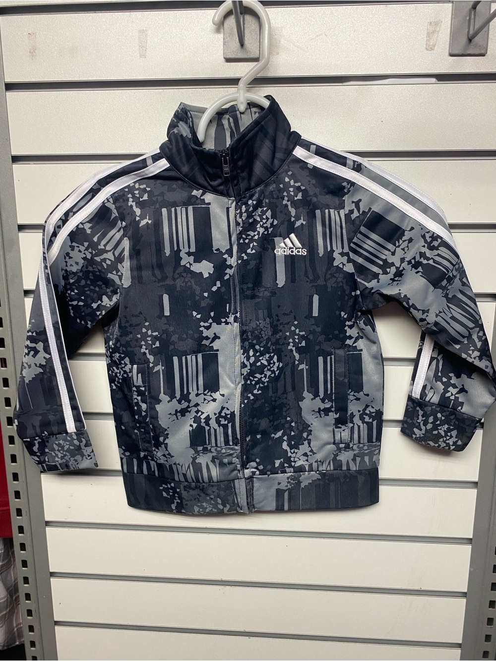 adidas Black & Gray Camo Kids Zip-Up Track Jacket
